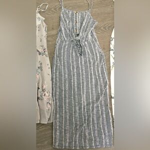 Striped Tie-Front Maxi Dress - Black & White Small